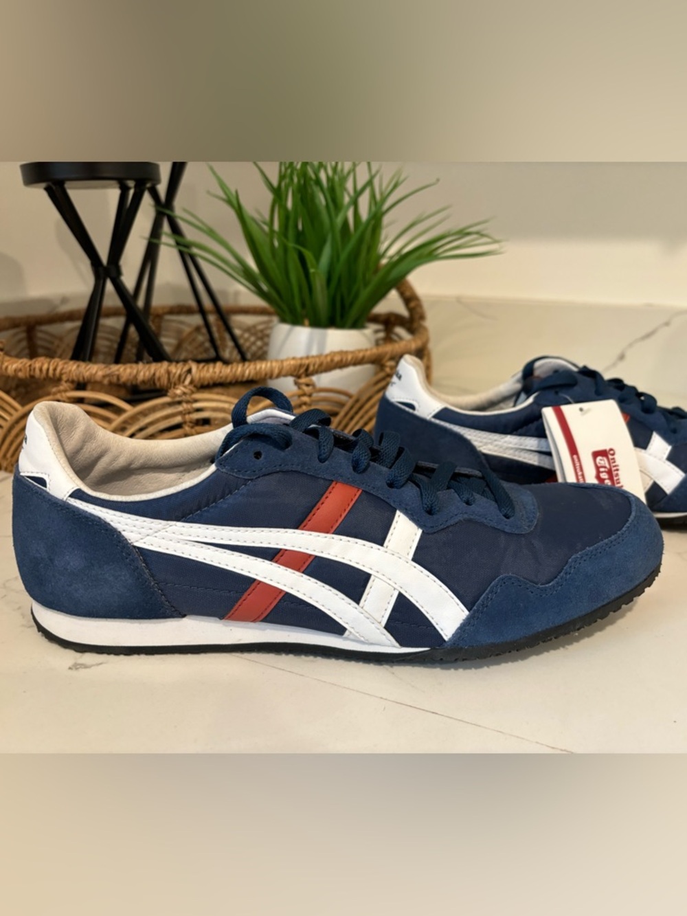 Onitsuka Tiger Serrano NEW Navy Suede Nylon Mens 10.5 Lace Up Athletic Shoe